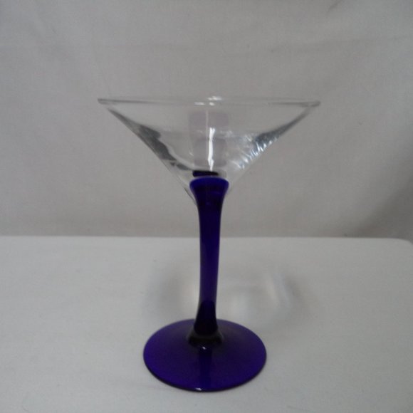 Libbey Bravura Cobalt Blue Swerve Martini  Cocktail Glass Set 4 barware spirits - Picture 7 of 9